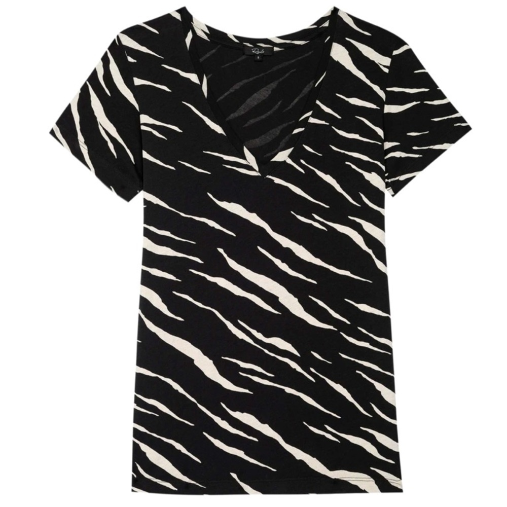 Rails Cara Black Abstract Tiger  Tee M NWOT